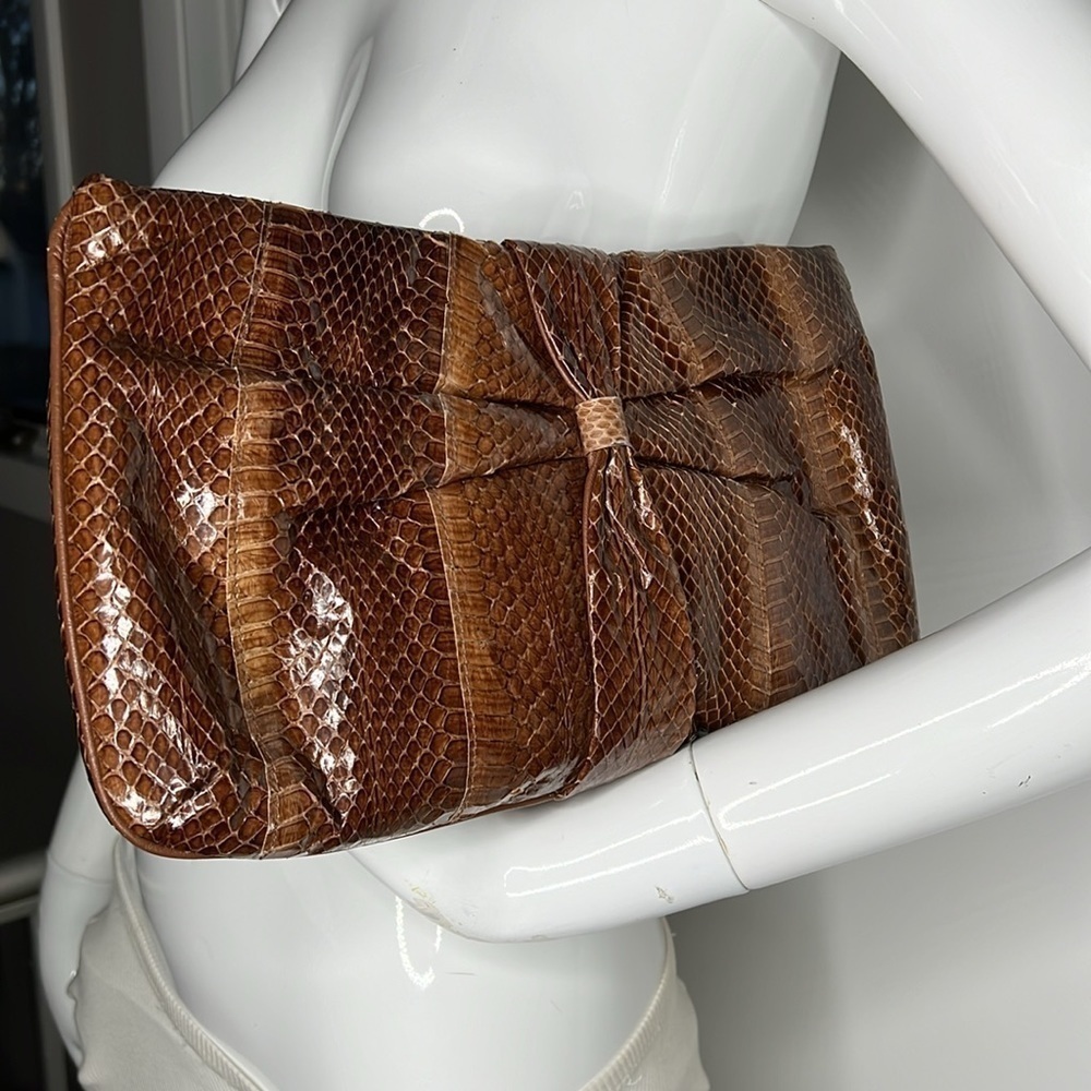 Clemente Python Snakeskin Clutch Shoulder Bag - image 6